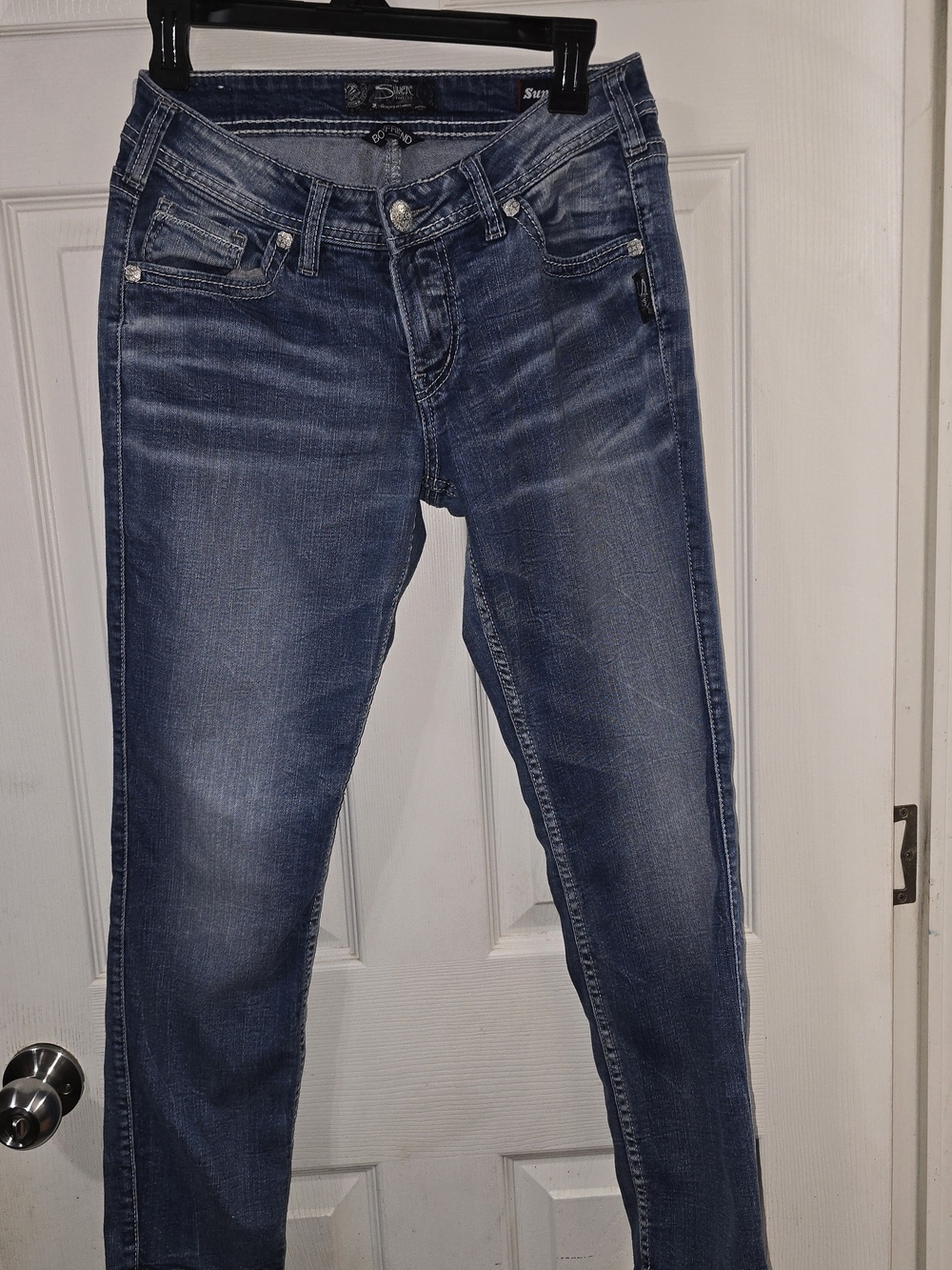 Silver Jeans Women's Boyfriend Skinny Jeans - Faded Blue Wash
